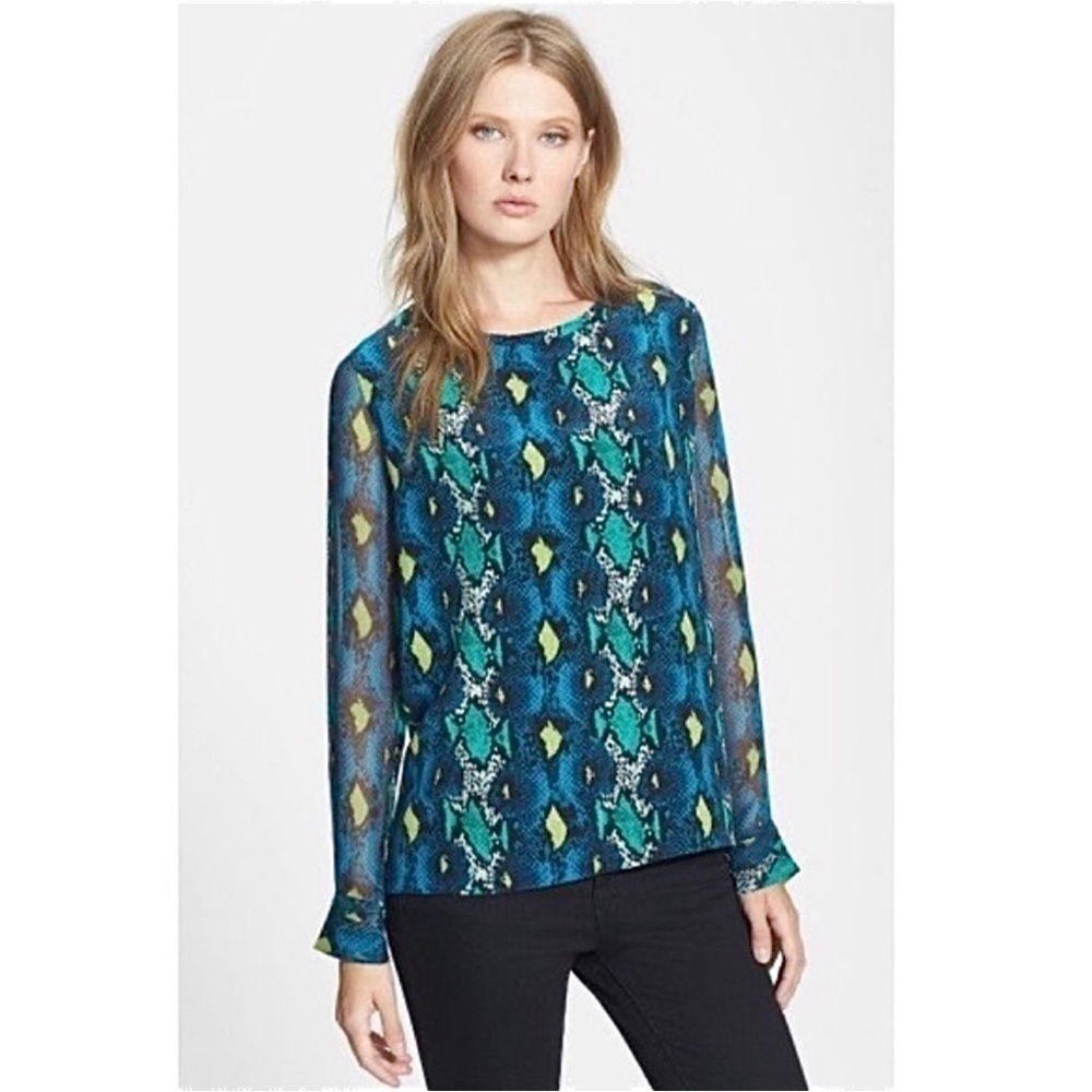 Equipment Liam Snake Print Silk Blouse